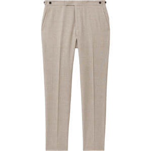 REISS ELLIOT Wool Linen Checked Side Adjuster Modern Fit Trousers